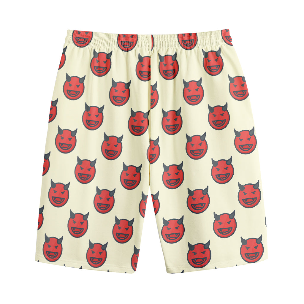 Devil Emoji Pattern Print Cotton Shorts