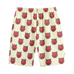 Devil Emoji Pattern Print Cotton Shorts