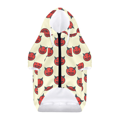 Devil Emoji Pattern Print Dog Zip Up Hoodie