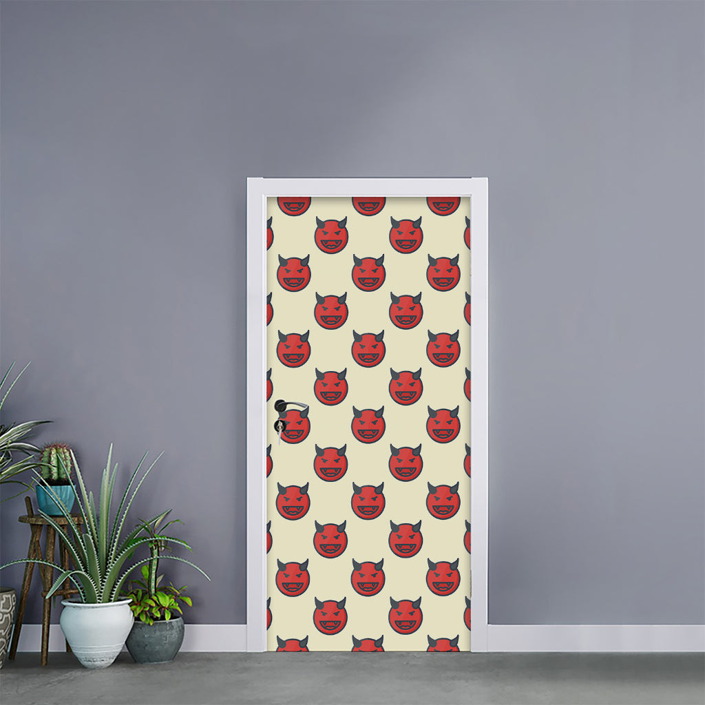 Devil Emoji Pattern Print Door Sticker