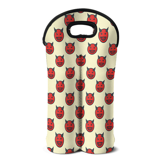 Devil Emoji Pattern Print Double Neoprene Wine Tote