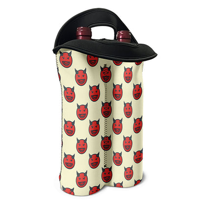 Devil Emoji Pattern Print Double Neoprene Wine Tote