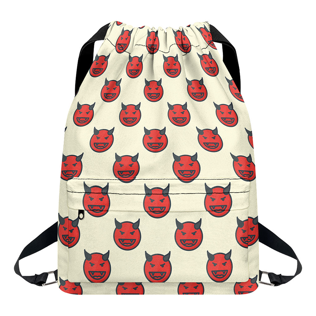 Devil Emoji Pattern Print Drawstring Backpack