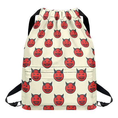 Devil Emoji Pattern Print Drawstring Backpack