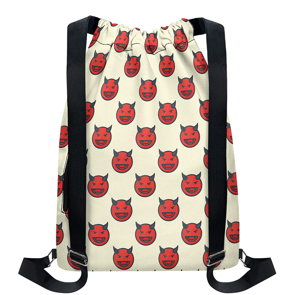 Devil Emoji Pattern Print Drawstring Backpack