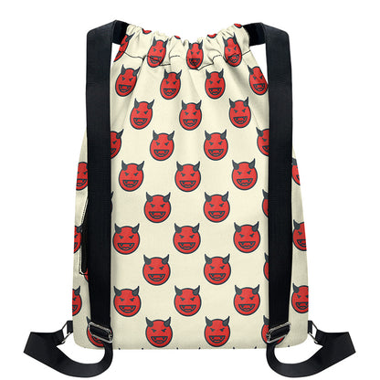 Devil Emoji Pattern Print Drawstring Backpack