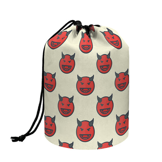 Devil Emoji Pattern Print Drawstring Makeup Bag