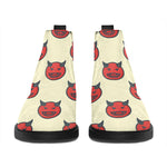 Devil Emoji Pattern Print Flat Ankle Boots