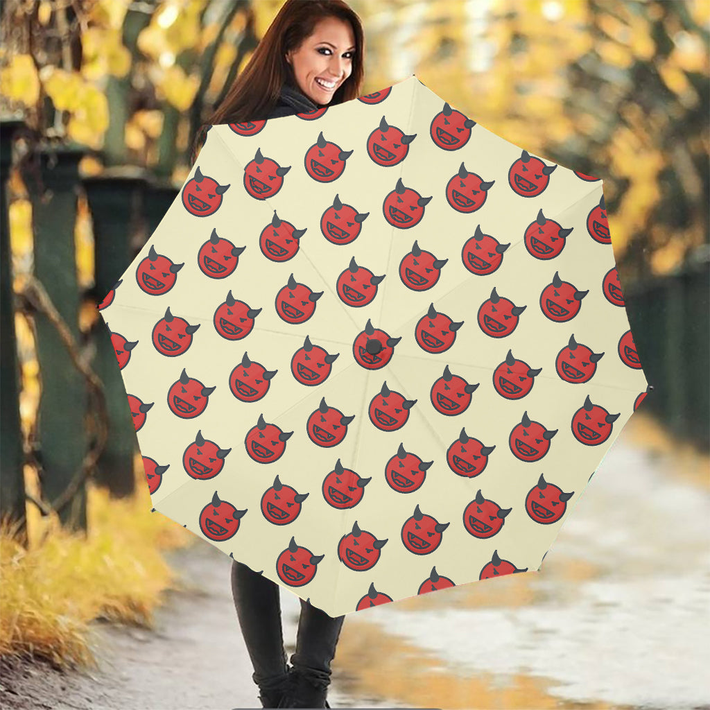 Devil Emoji Pattern Print Foldable Umbrella