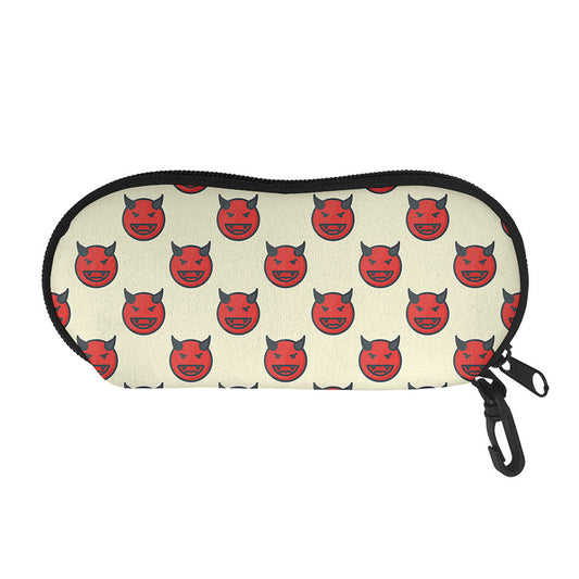 Devil Emoji Pattern Print Glasses Case