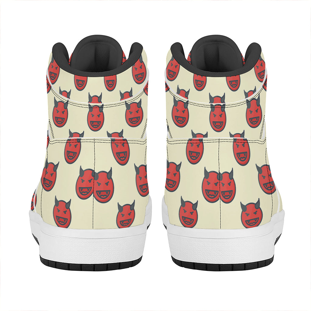 Devil Emoji Pattern Print High Top Leather Sneakers