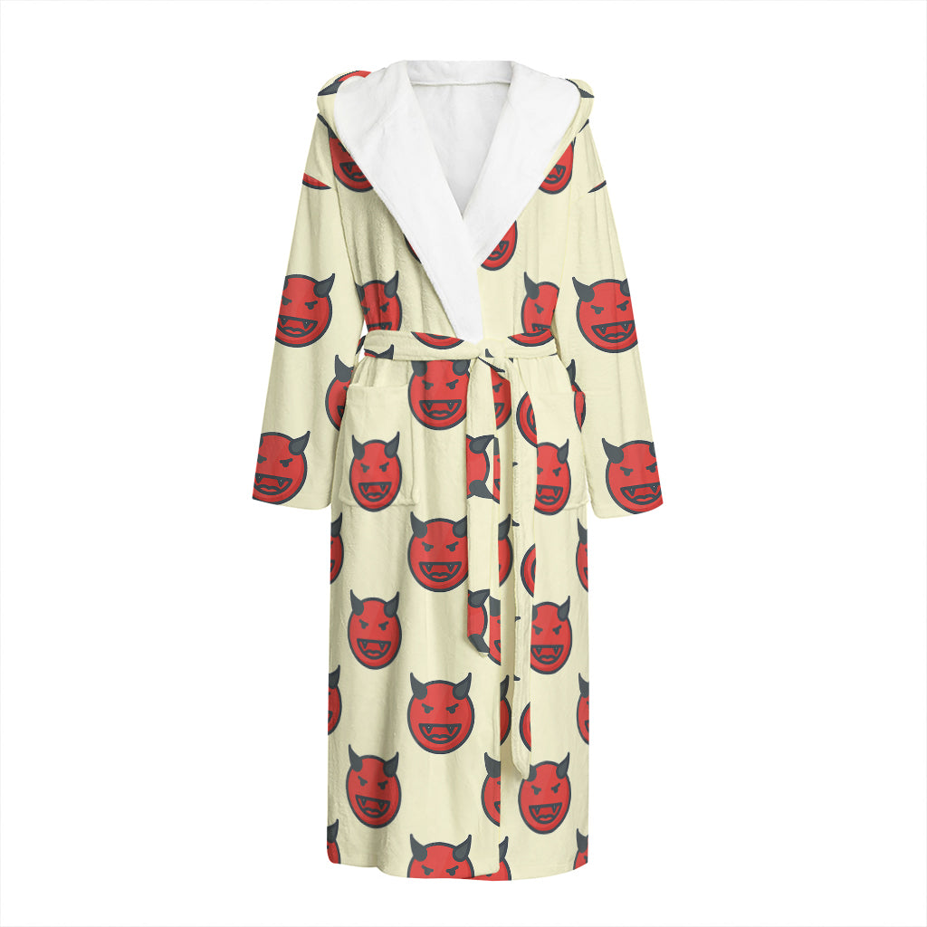 Devil Emoji Pattern Print Hooded Bathrobe