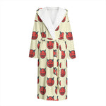 Devil Emoji Pattern Print Hooded Bathrobe