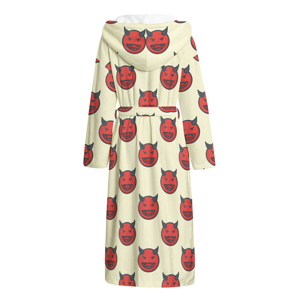 Devil Emoji Pattern Print Hooded Bathrobe