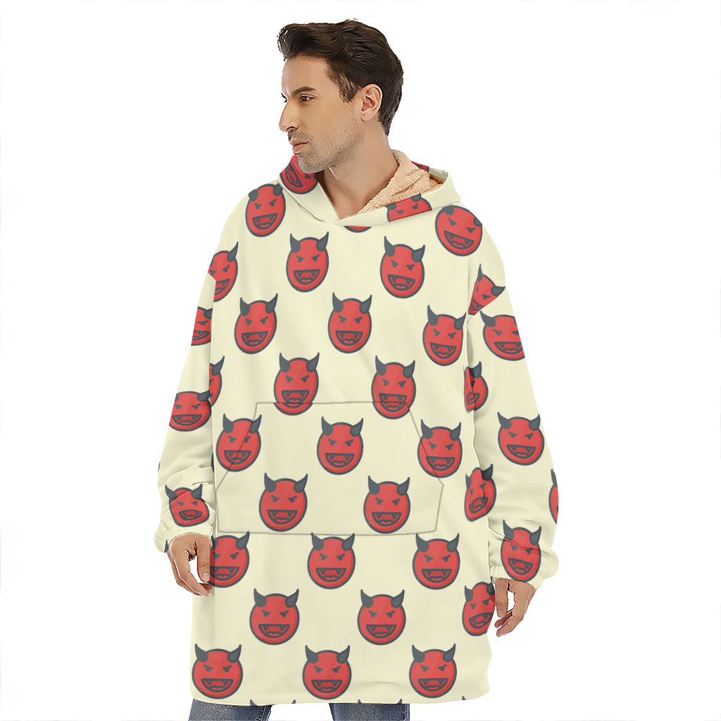 Devil Emoji Pattern Print Hoodie Blanket