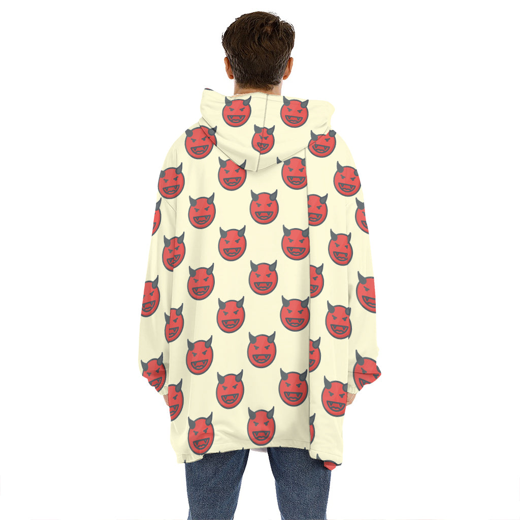 Devil Emoji Pattern Print Hoodie Blanket
