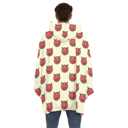 Devil Emoji Pattern Print Hoodie Blanket