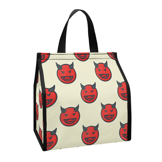 Devil Emoji Pattern Print Insulated Lunch Tote