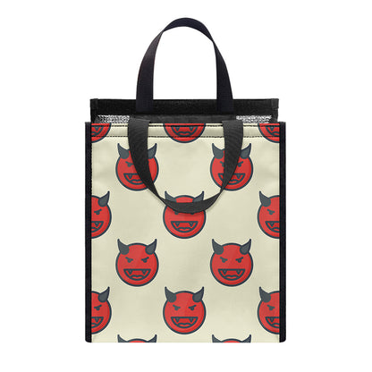 Devil Emoji Pattern Print Insulated Lunch Tote