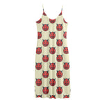 Devil Emoji Pattern Print Jersey Midi Cami Dress