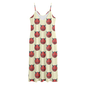 Devil Emoji Pattern Print Jersey Midi Cami Dress