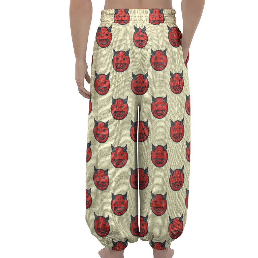 Devil Emoji Pattern Print Lantern Pants