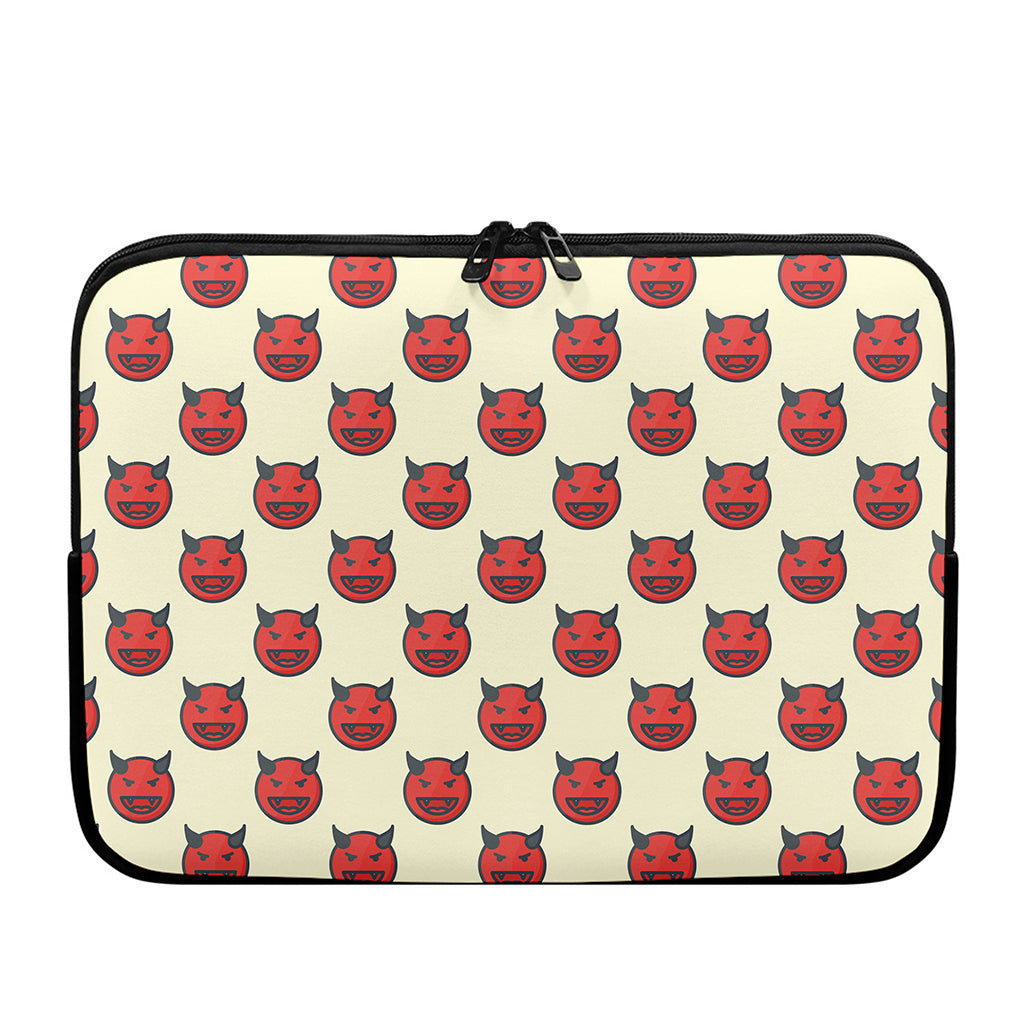 Devil Emoji Pattern Print Laptop Sleeve
