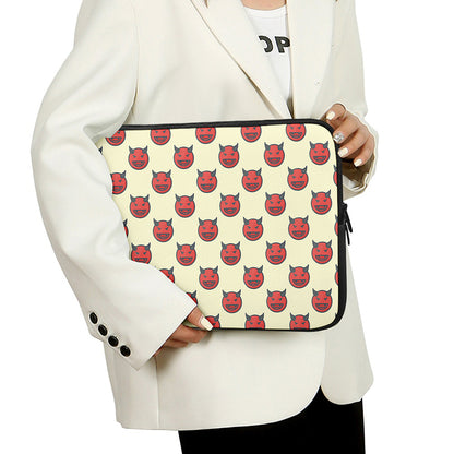 Devil Emoji Pattern Print Laptop Sleeve