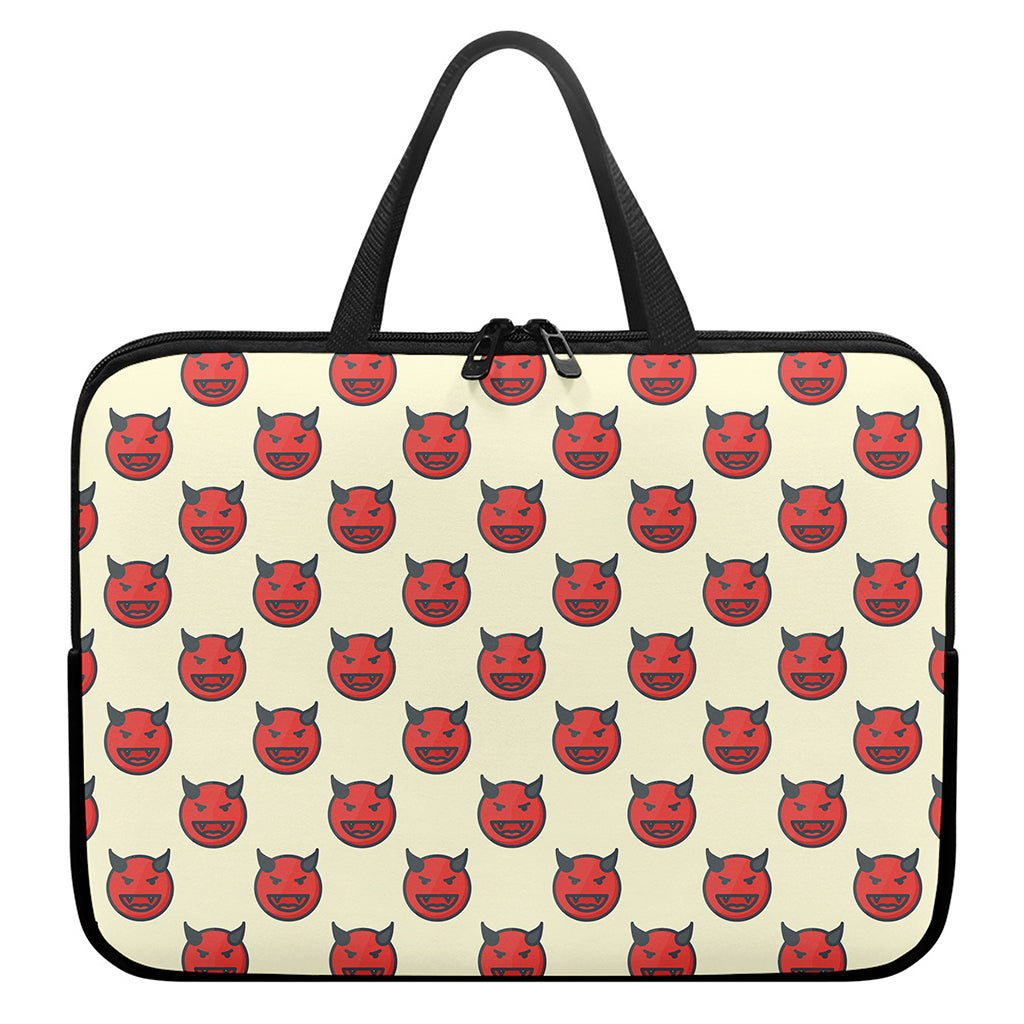 Devil Emoji Pattern Print Laptop Sleeve With Handle