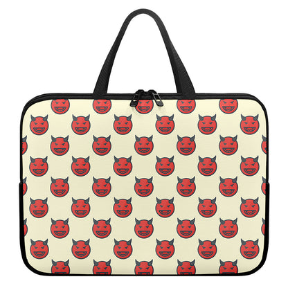 Devil Emoji Pattern Print Laptop Sleeve With Handle