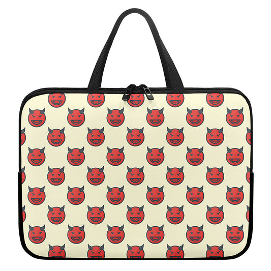 Devil Emoji Pattern Print Laptop Sleeve With Handle
