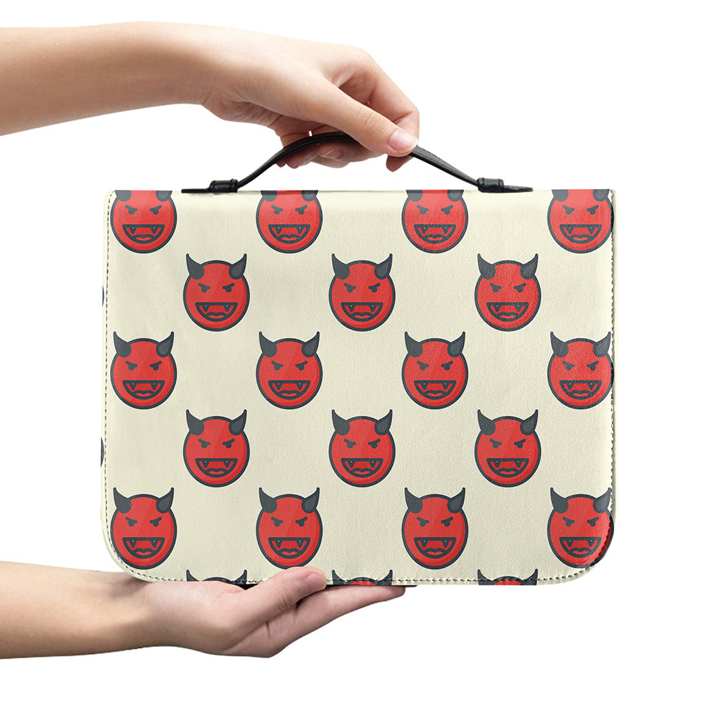 Devil Emoji Pattern Print Leather Bible Cover