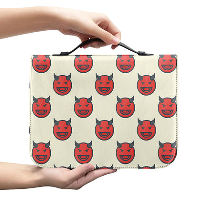 Devil Emoji Pattern Print Leather Bible Cover