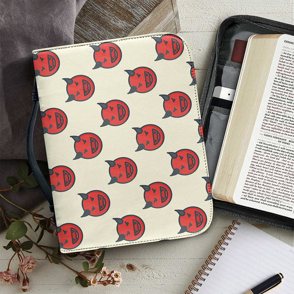 Devil Emoji Pattern Print Leather Bible Cover