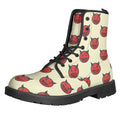 Devil Emoji Pattern Print Lace-Up Boots