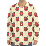 Devil Emoji Pattern Print Long Sleeve Baseball Jersey