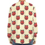 Devil Emoji Pattern Print Long Sleeve Baseball Jersey