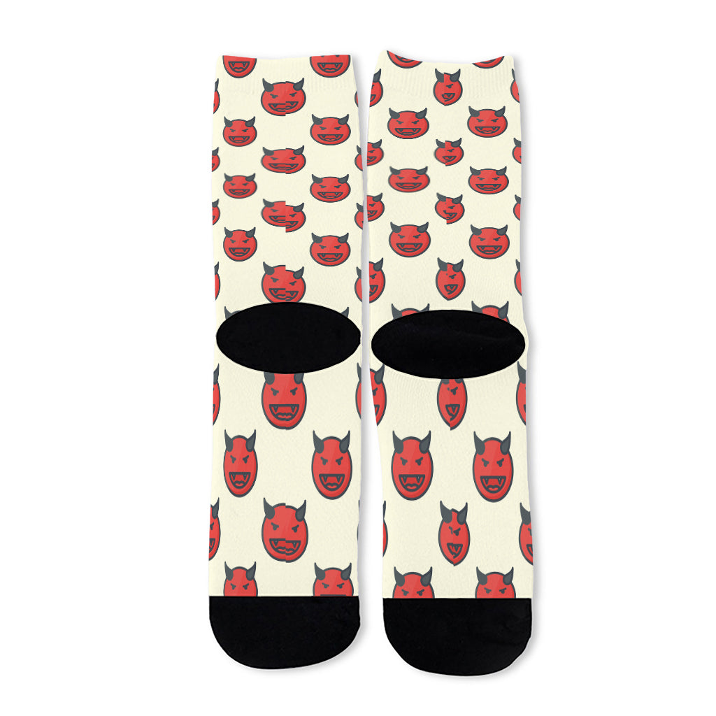 Devil Emoji Pattern Print Long Socks