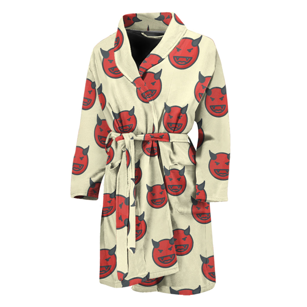 Devil Emoji Pattern Print Men's Bathrobe