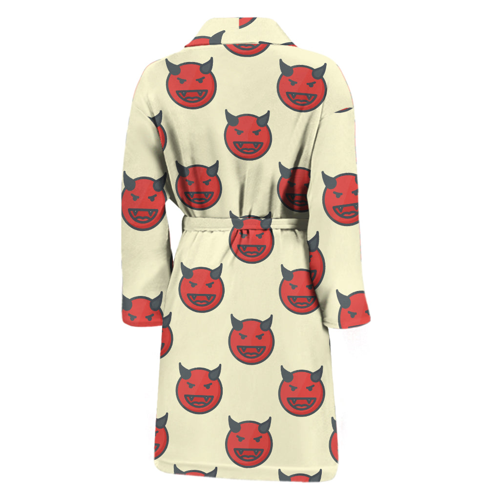 Devil Emoji Pattern Print Men's Bathrobe