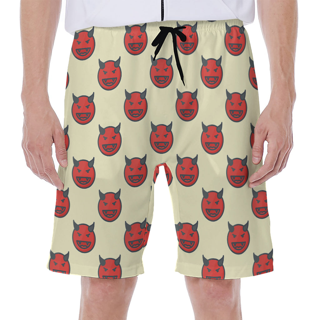 Devil Emoji Pattern Print Men's Beach Shorts