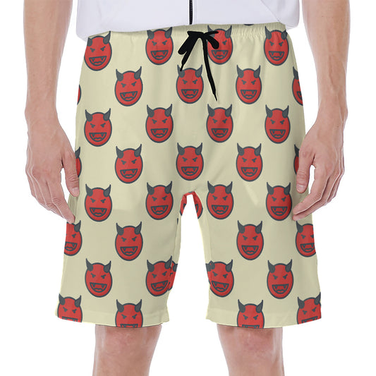 Devil Emoji Pattern Print Men's Beach Shorts