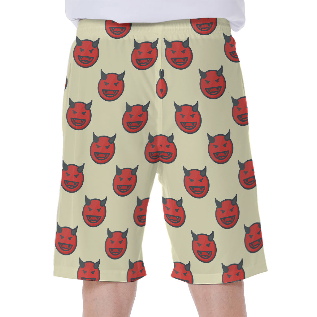 Devil Emoji Pattern Print Men's Beach Shorts