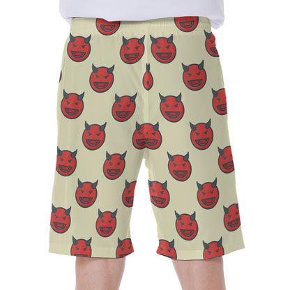 Devil Emoji Pattern Print Men's Beach Shorts