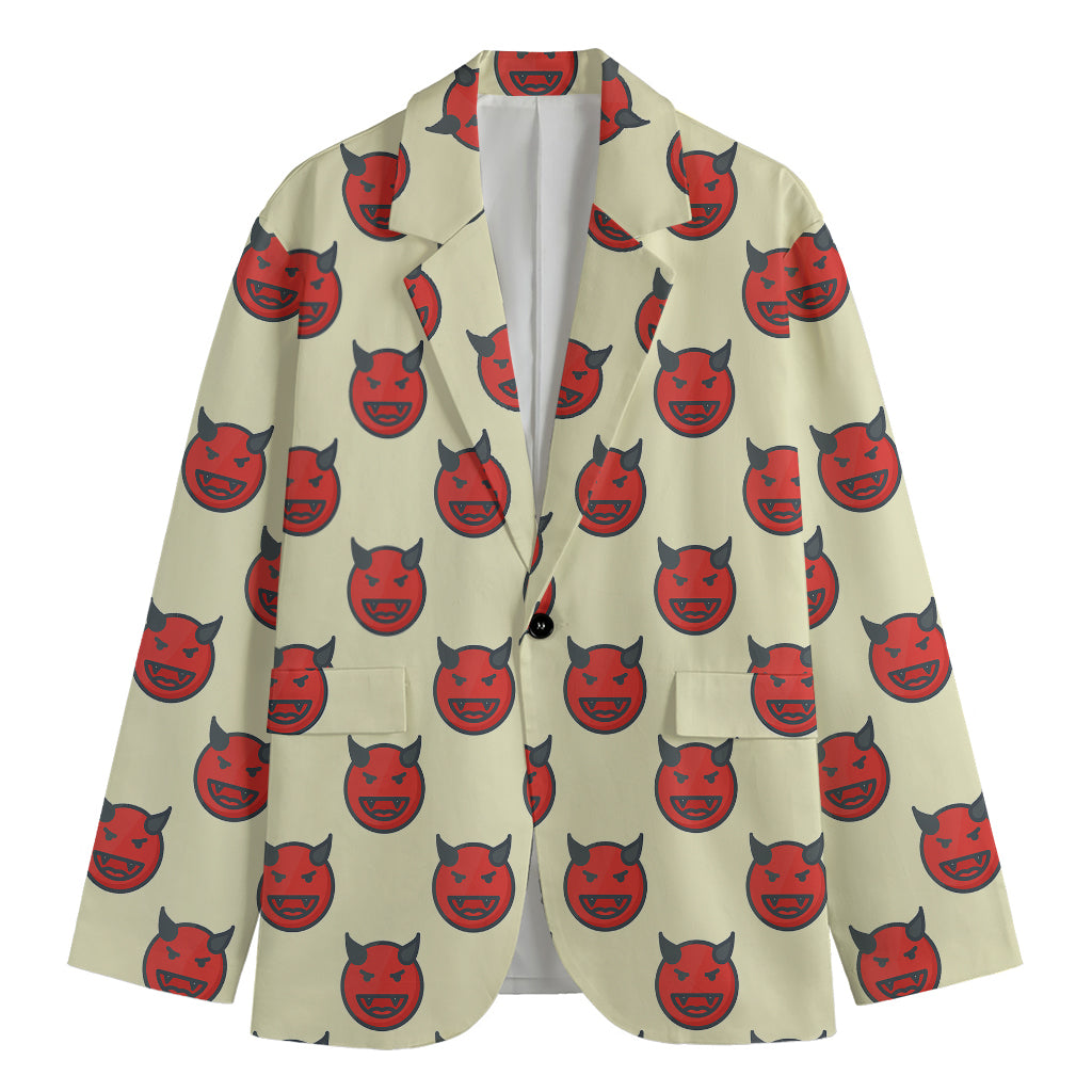 Devil Emoji Pattern Print Men's Blazer