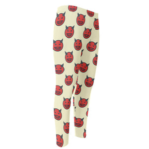 Devil Emoji Pattern Print Men's Compression Pants