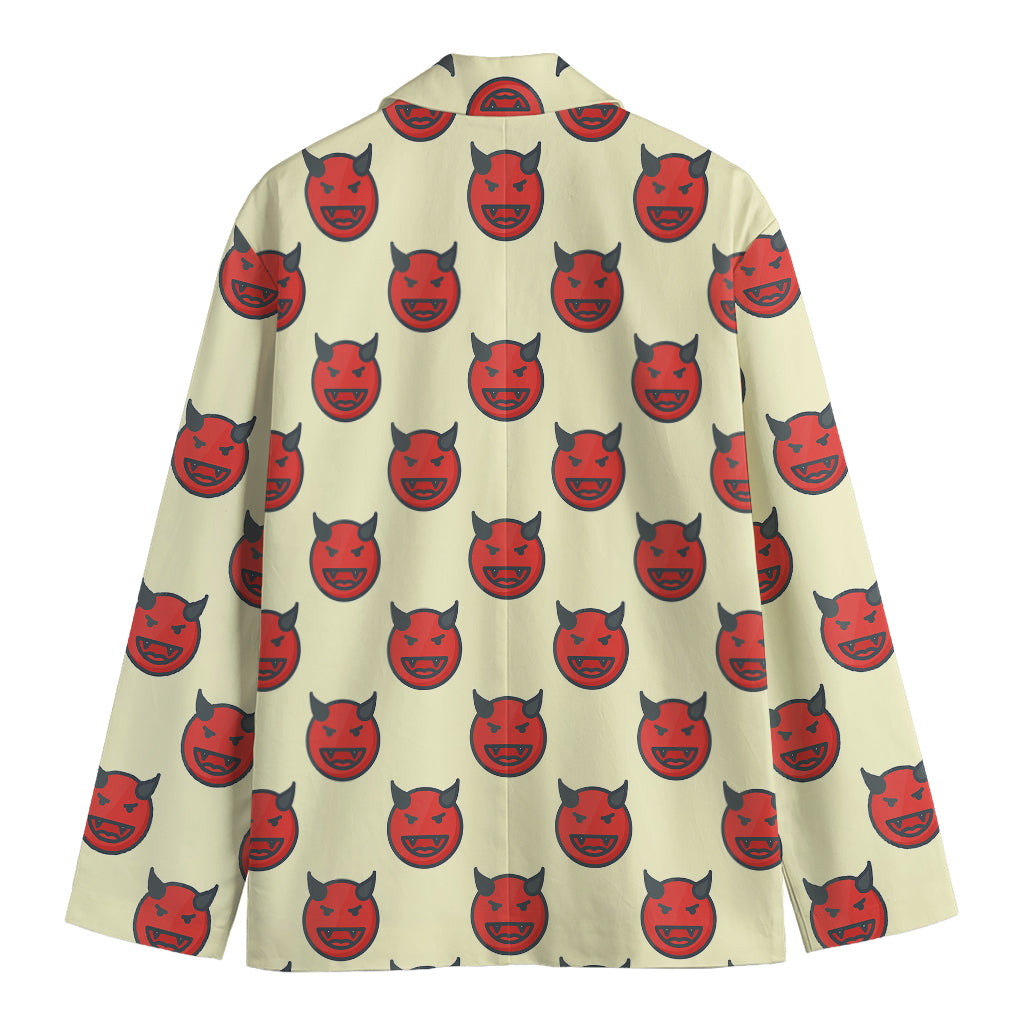 Devil Emoji Pattern Print Men's Cotton Blazer