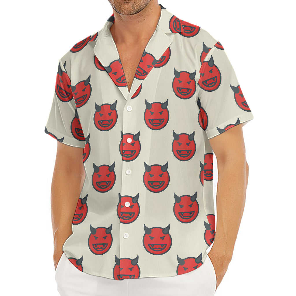 Devil Emoji Pattern Print Men's Deep V-Neck Shirt