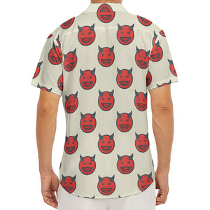 Devil Emoji Pattern Print Men's Deep V-Neck Shirt