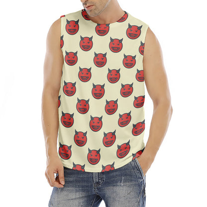 Devil Emoji Pattern Print Men's Fitness Tank Top